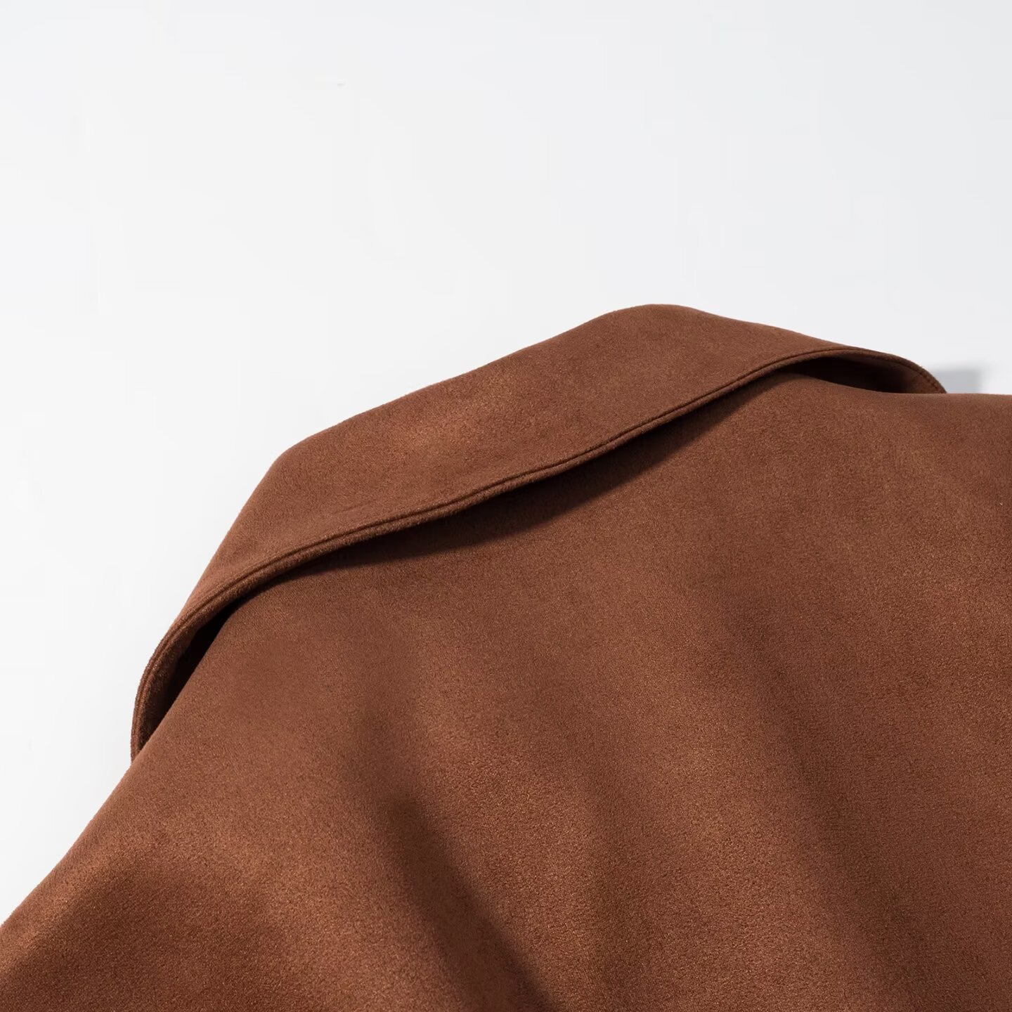 Collar suede texture double breasted jacket
