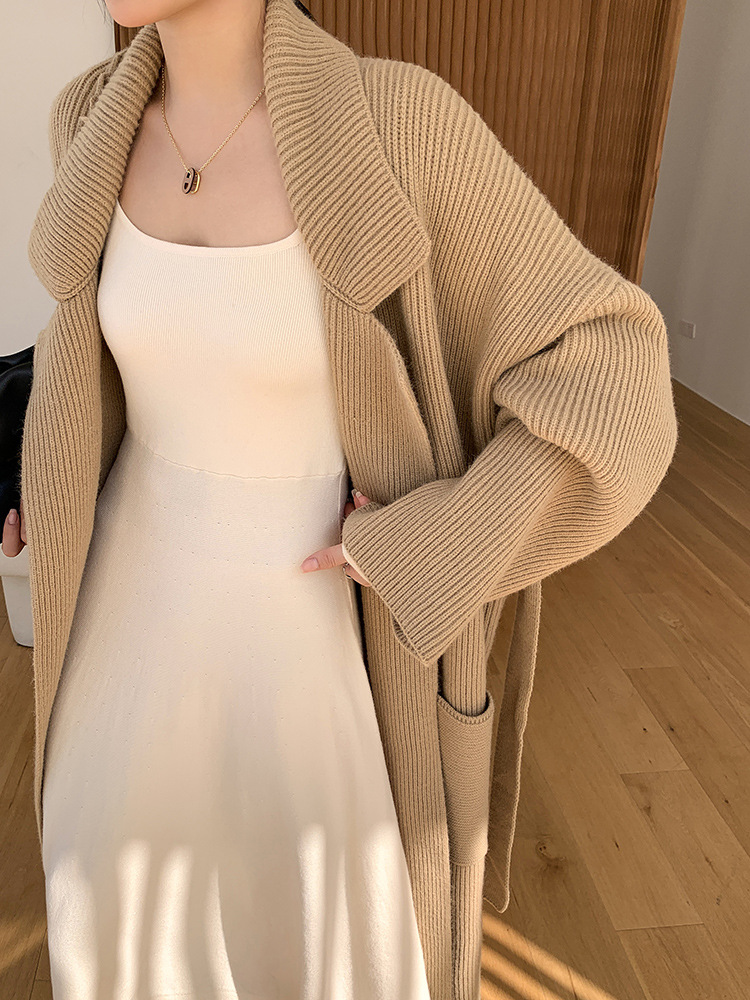 Wool Blend Oversized Collar Cardigan