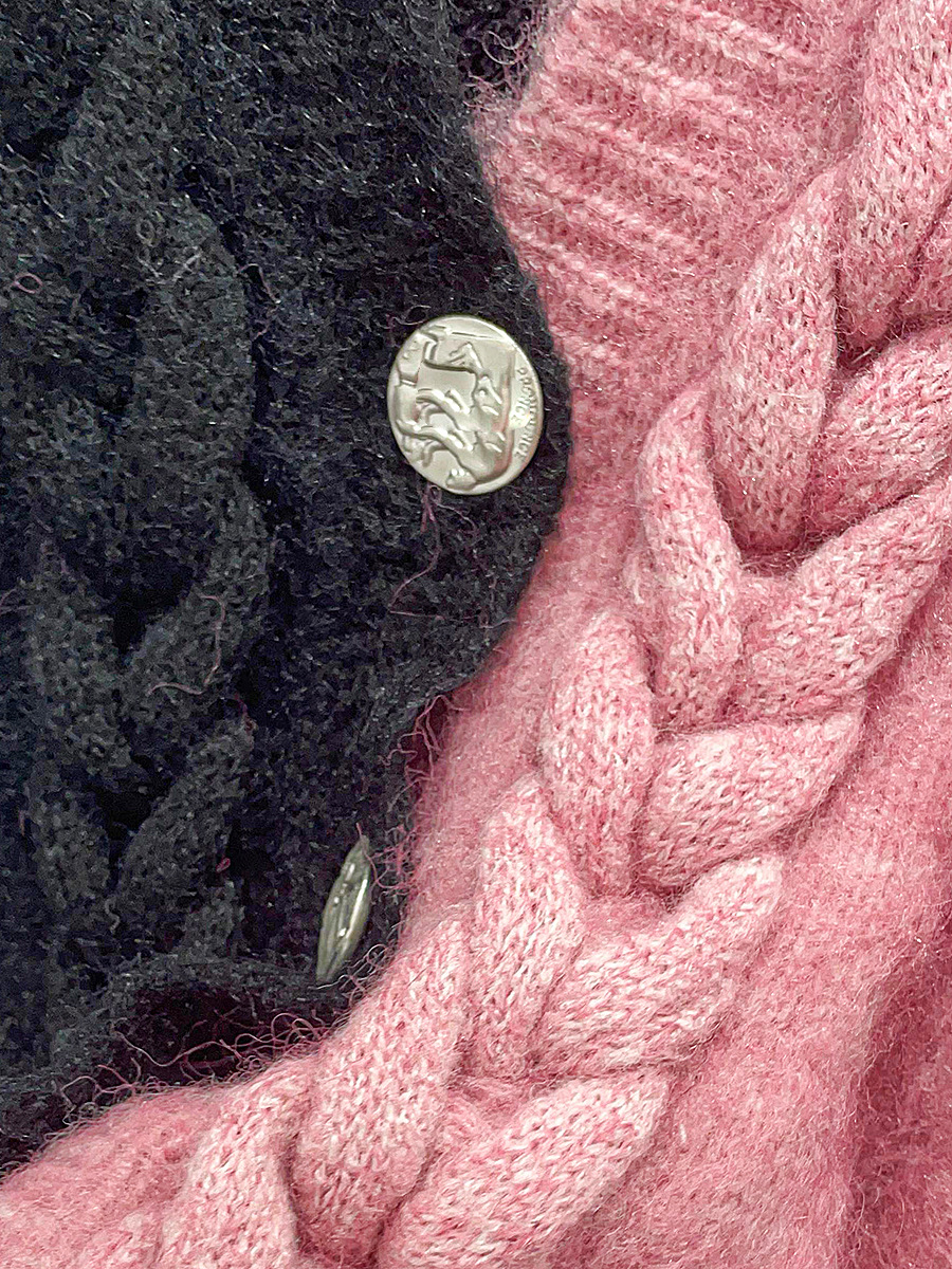 Ladies Colorblock Chunky Oversized Knitted Cardigan