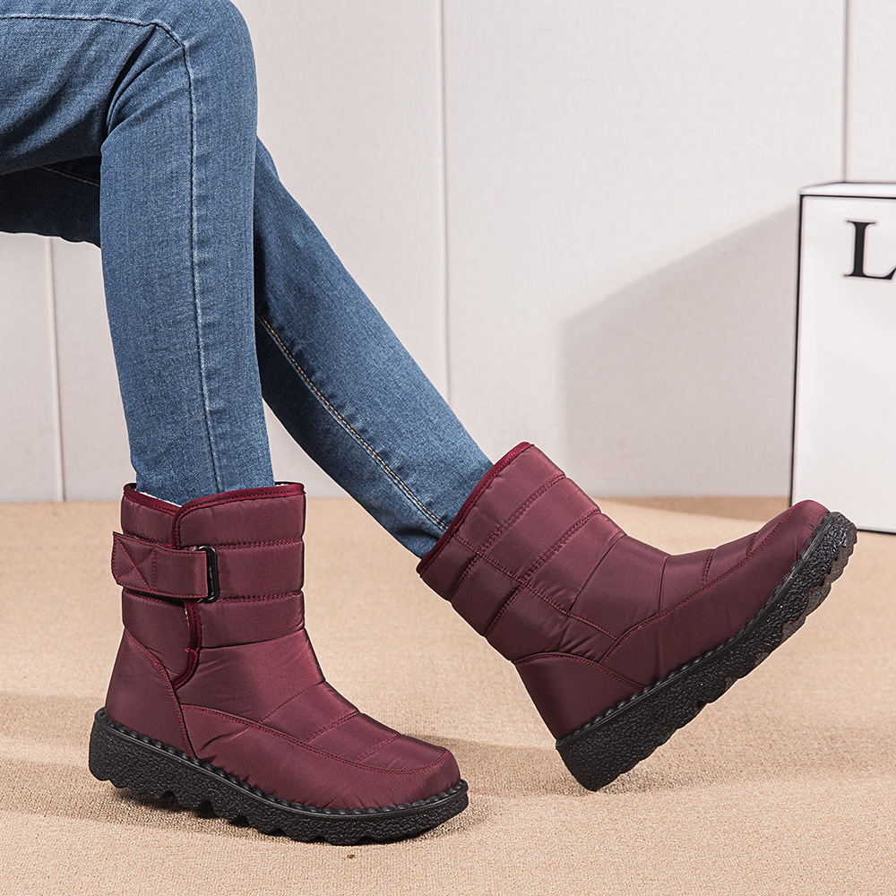 Winter New Snow Boots Women's High Top Waterproof Cotton Shoes Casual Short Tube Plush Plus Large Cotton Boots 43 Amazon