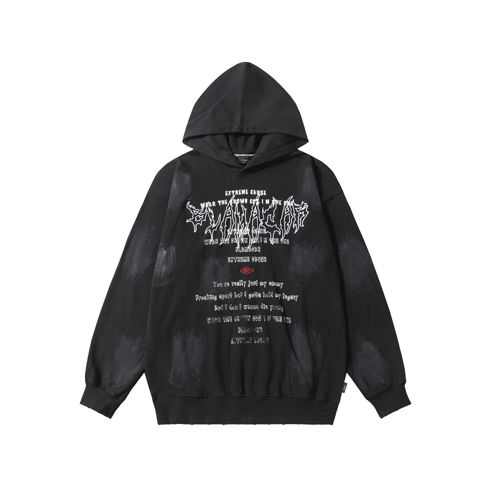 Alphabet Print Long Sleeve Cotton Hoodie