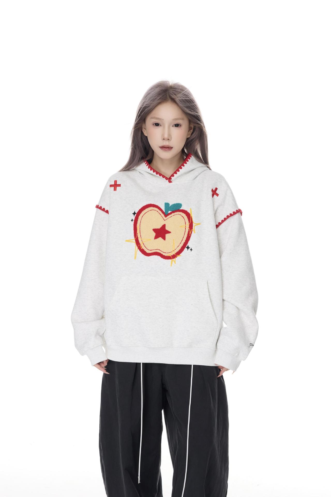 Long Sleeve Cotton Orchard Applique Hoodie