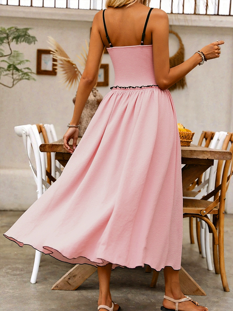 Bandeau Bow Accordion Midi Dress