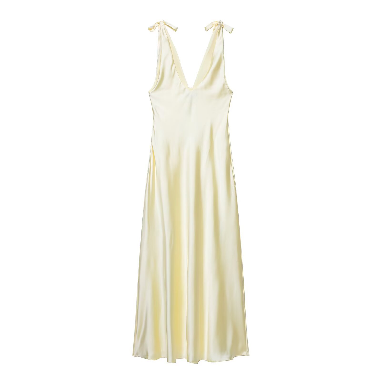 Flowy Bow Detail Mid-Calf Dress