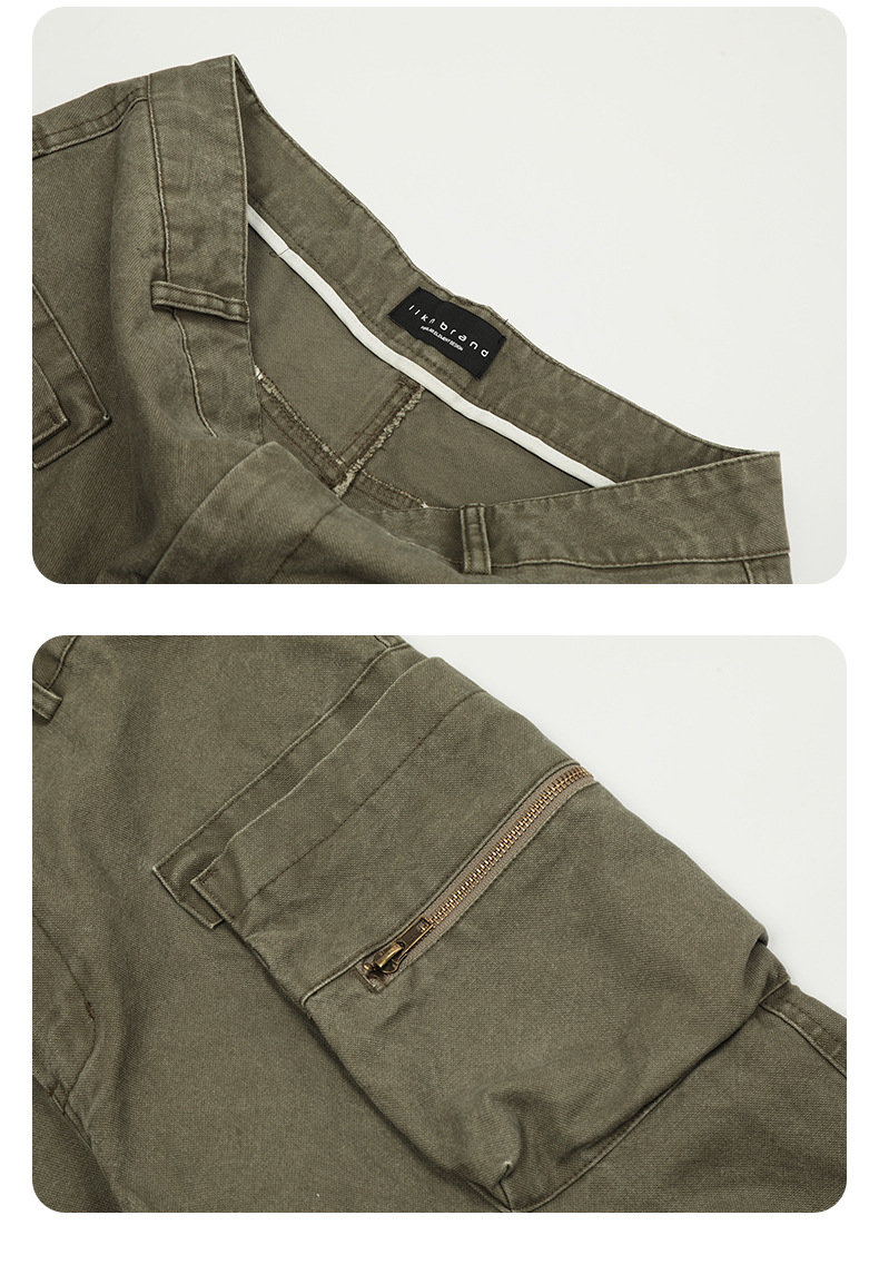 High Street Vibe Slim Fit Vintage Straight Leg Casual Long Pants