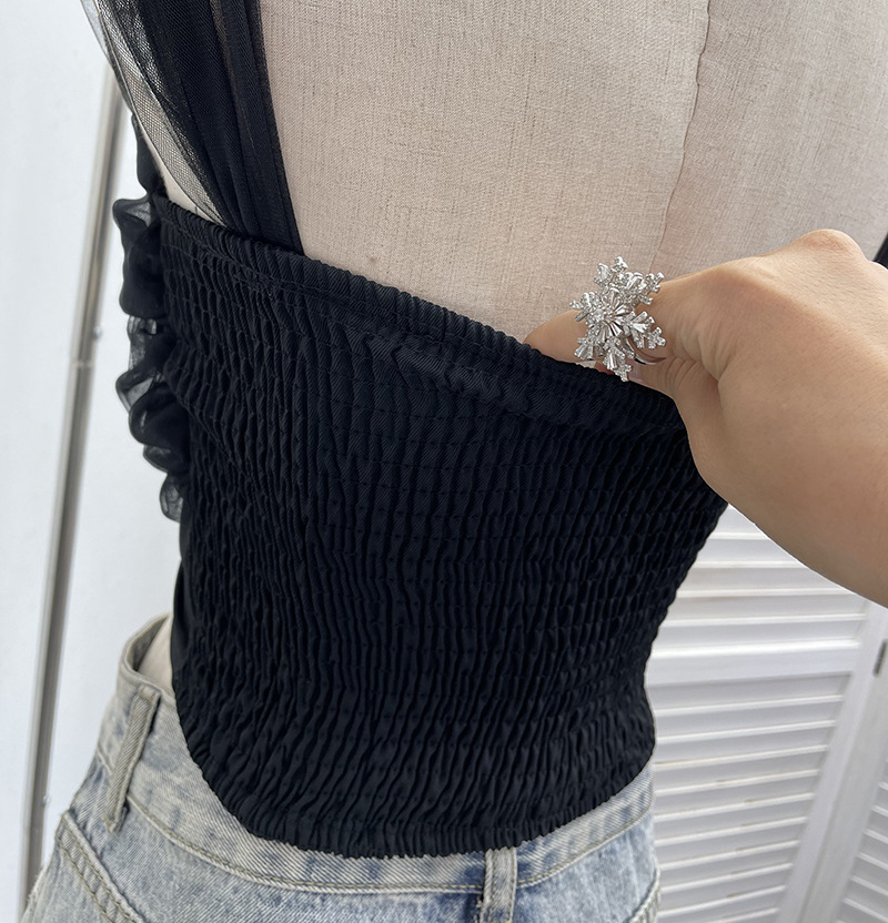 Sexy Slim Fit Solid Color Mesh Top