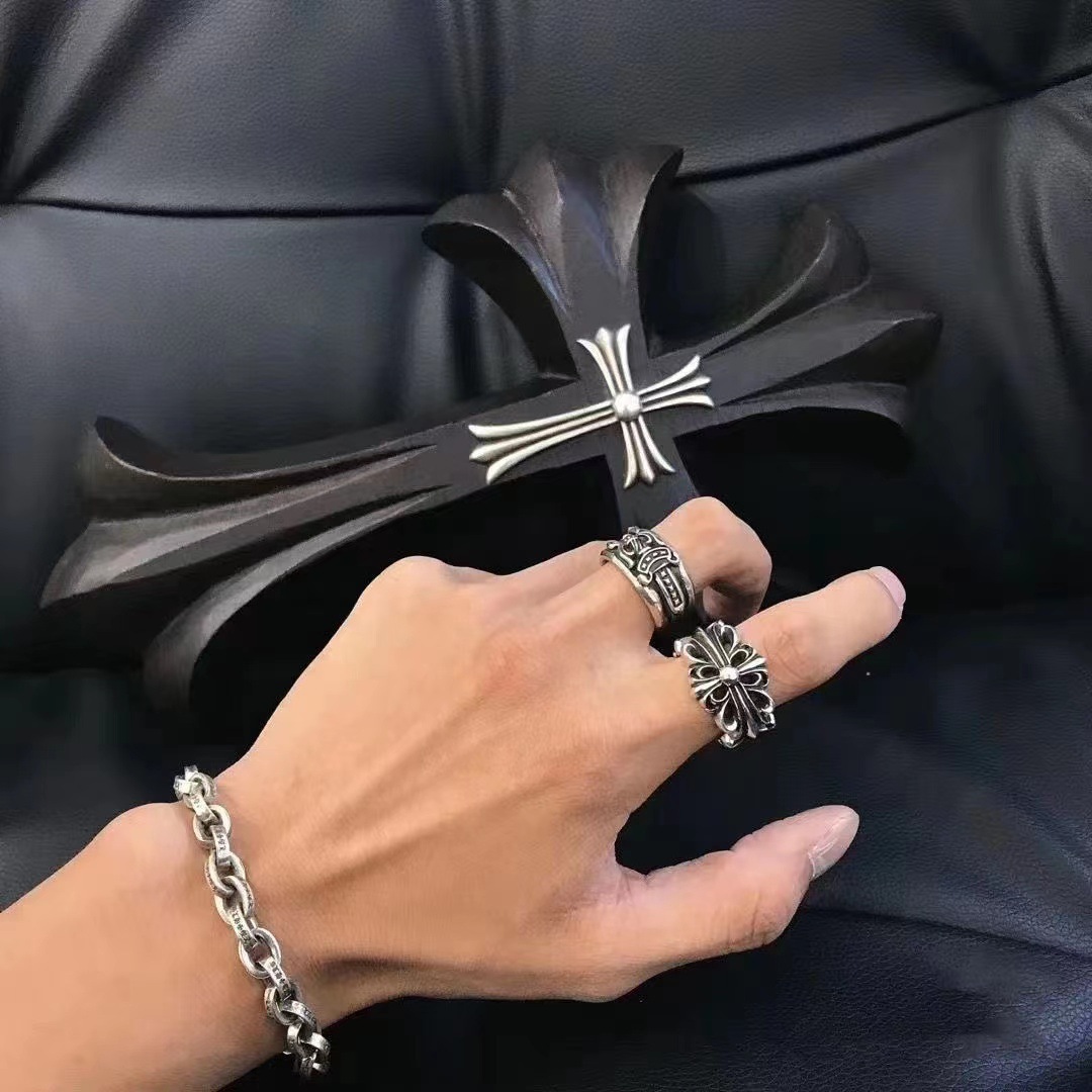 Cross men's and women's white copper ring jewelry