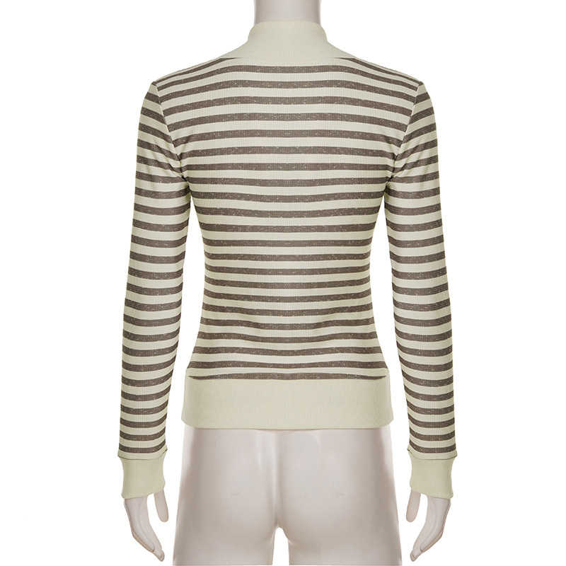 Fitted Urban Contrast Bands Waffle Sweater