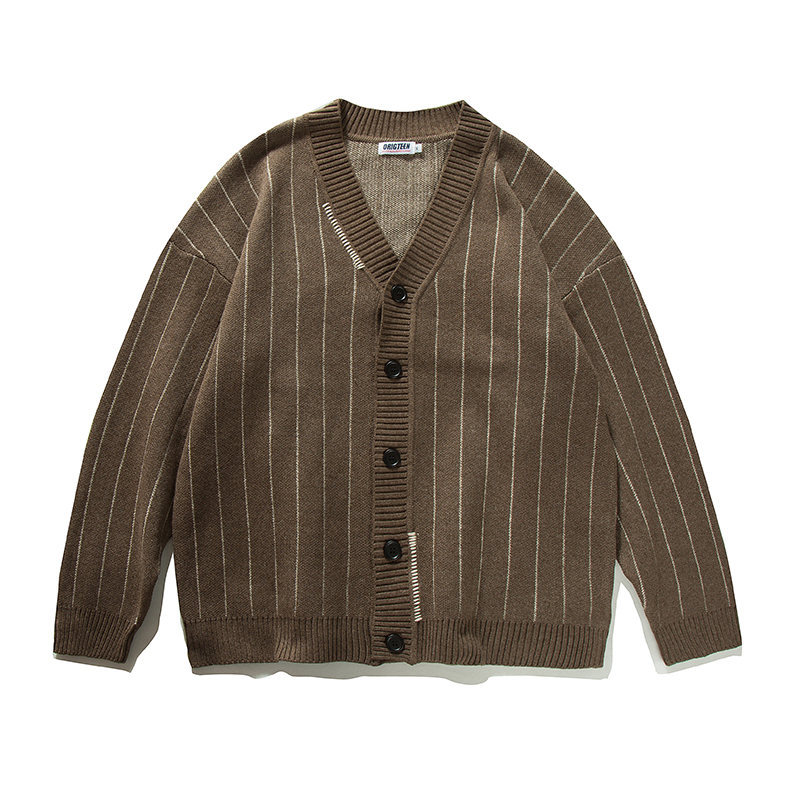 Men Relaxed Intarsia Long Sleeve Cardigan