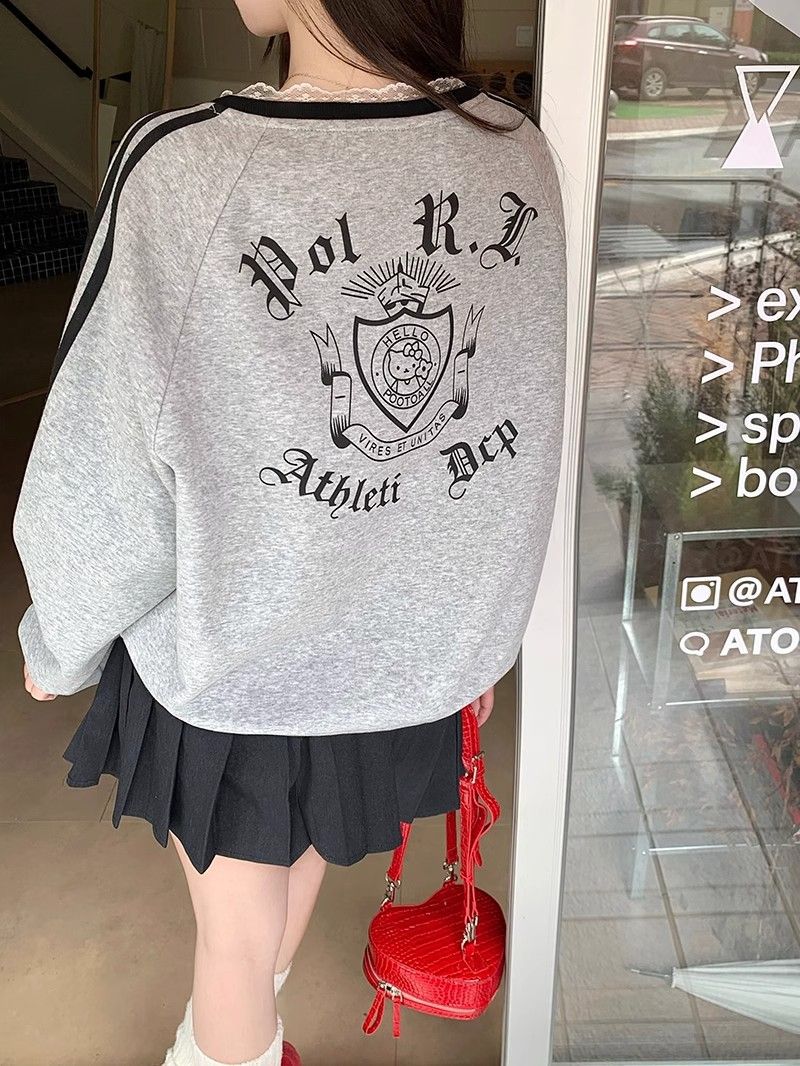 Ladies Japanese Graphic Oversized Polyester Hoodie