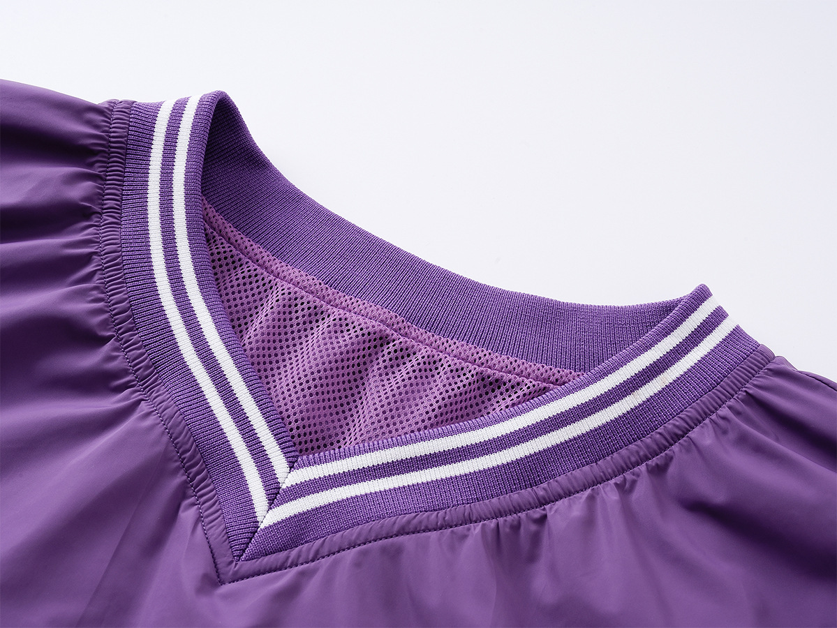 V-neck baseball jersey sweatshirt