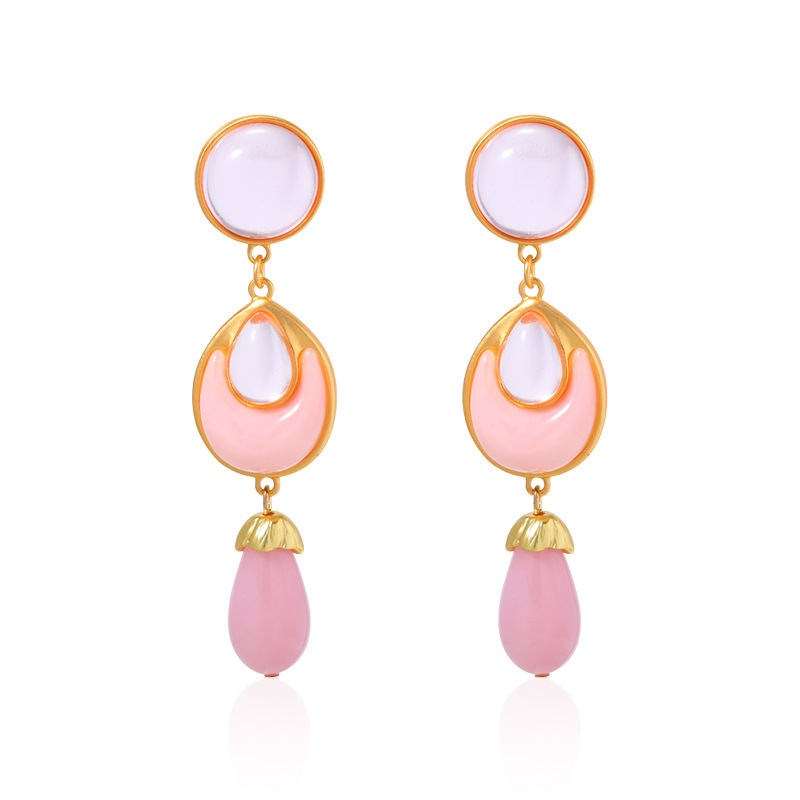 Crystal earrings fashionable alloy drop-shaped earrings