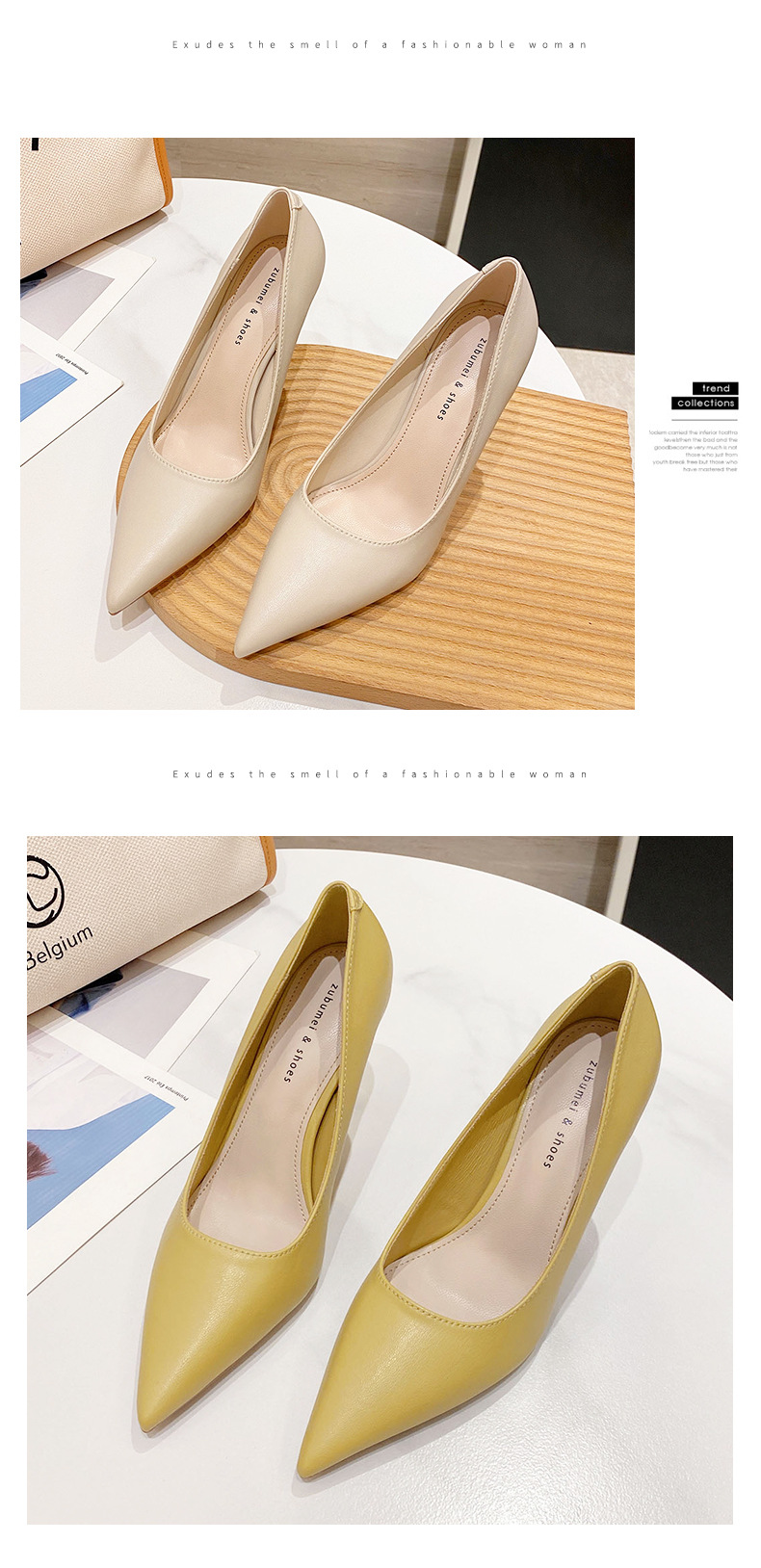 Pointed toe stiletto high heels, fairy style solid color high heels, French super high heels for women