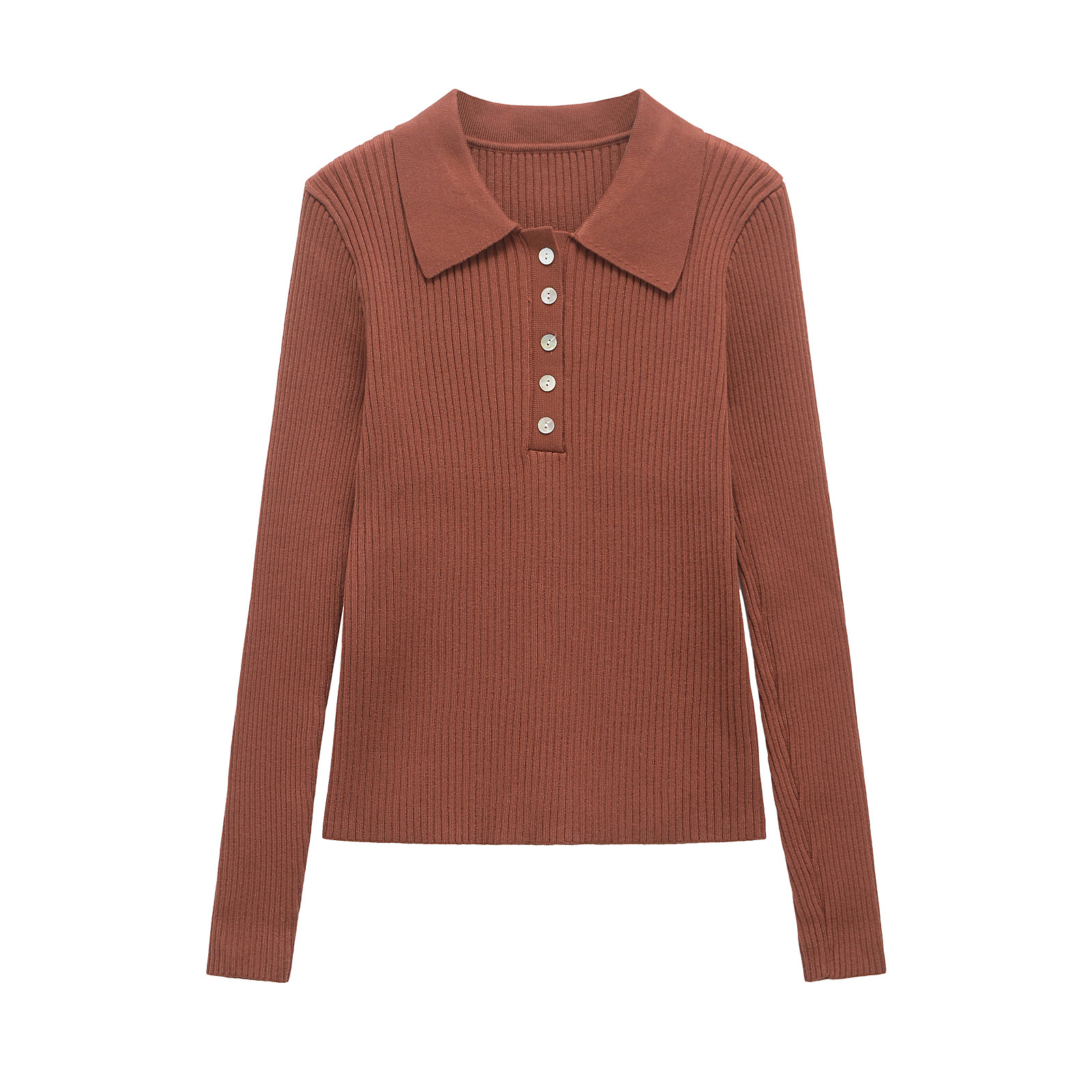 Solid Button-Front Slim Fit Sweater