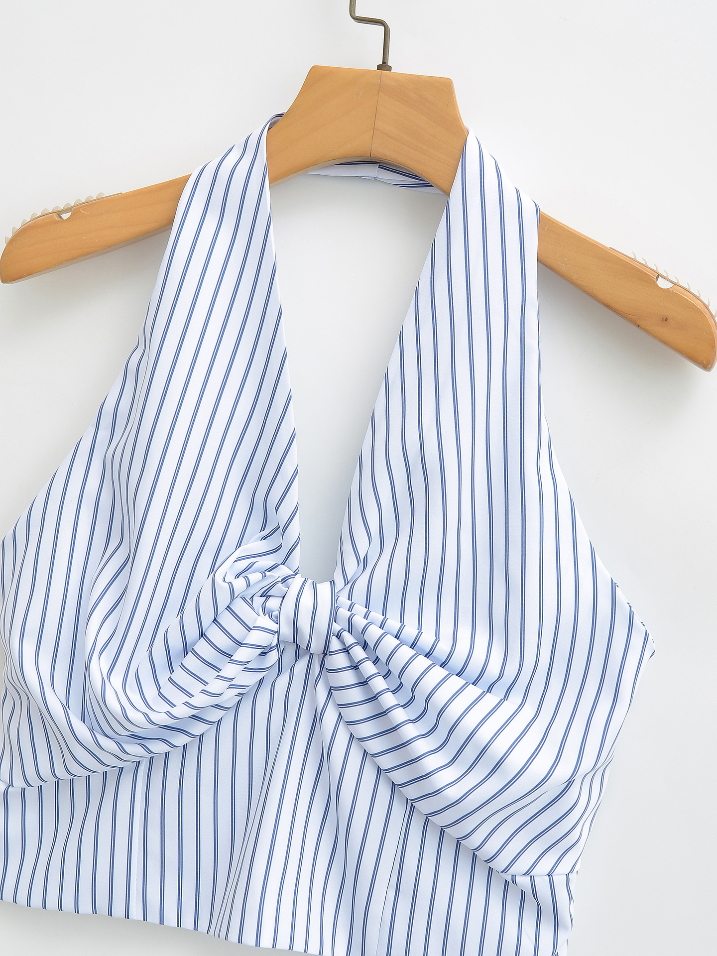 Sleeveless Stripe Cutout Halter Cami Top