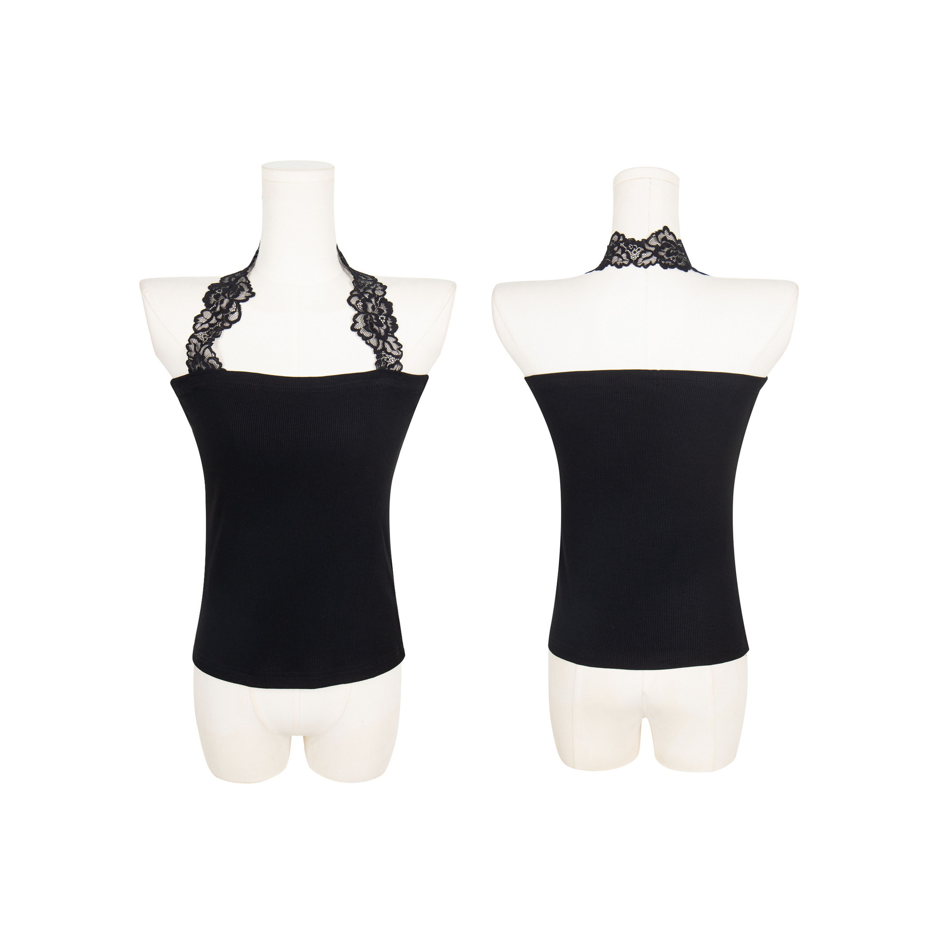 Solid Color Lace Slim Women's Neck-Hanging Tank Top