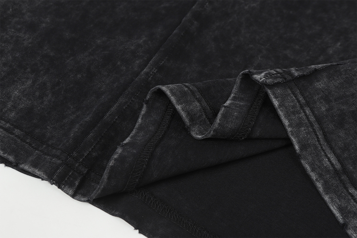 Vintage Frayed Raw-Edge Utility Cotton Crew Hoodie