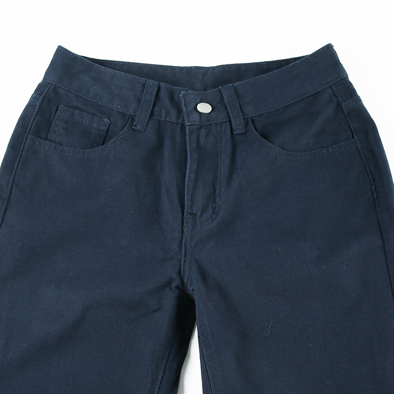 Solid color versatile loose fit slimming low waist jeans