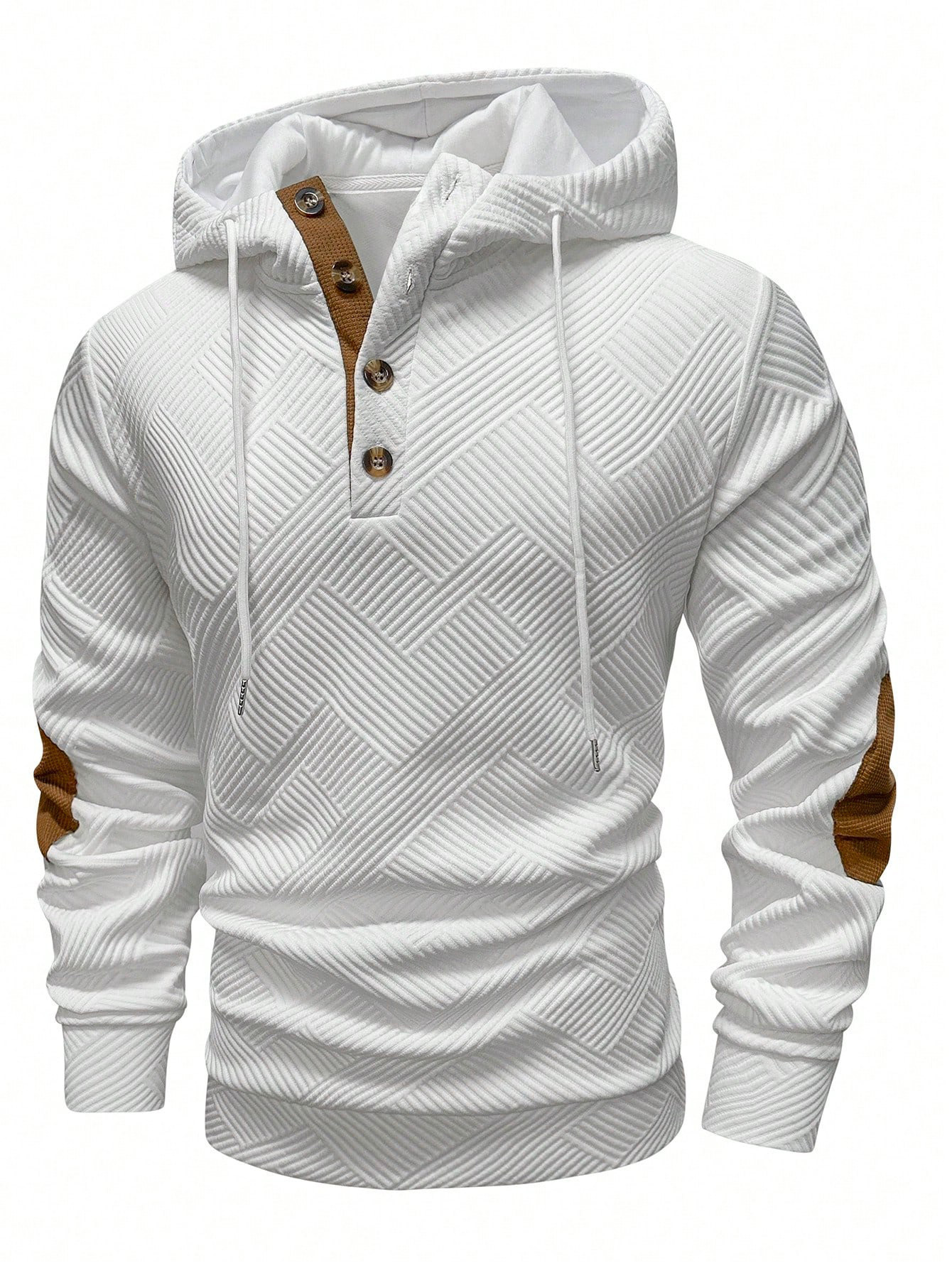Oversized Textured Polyester Long Sleeve Hoodie
