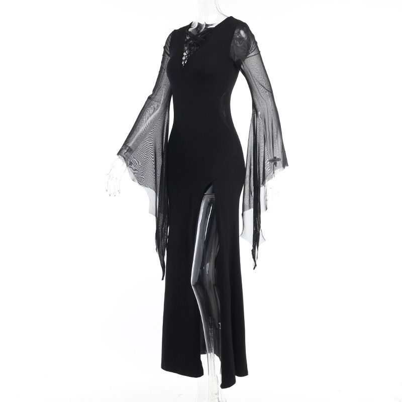 Private Lady V-Neck Long Sleeve High Waist Dress