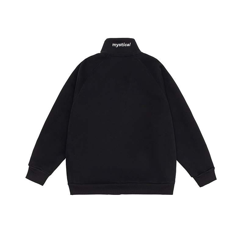 Oversized Cotton Blend Letter Print Zipper Hoodie