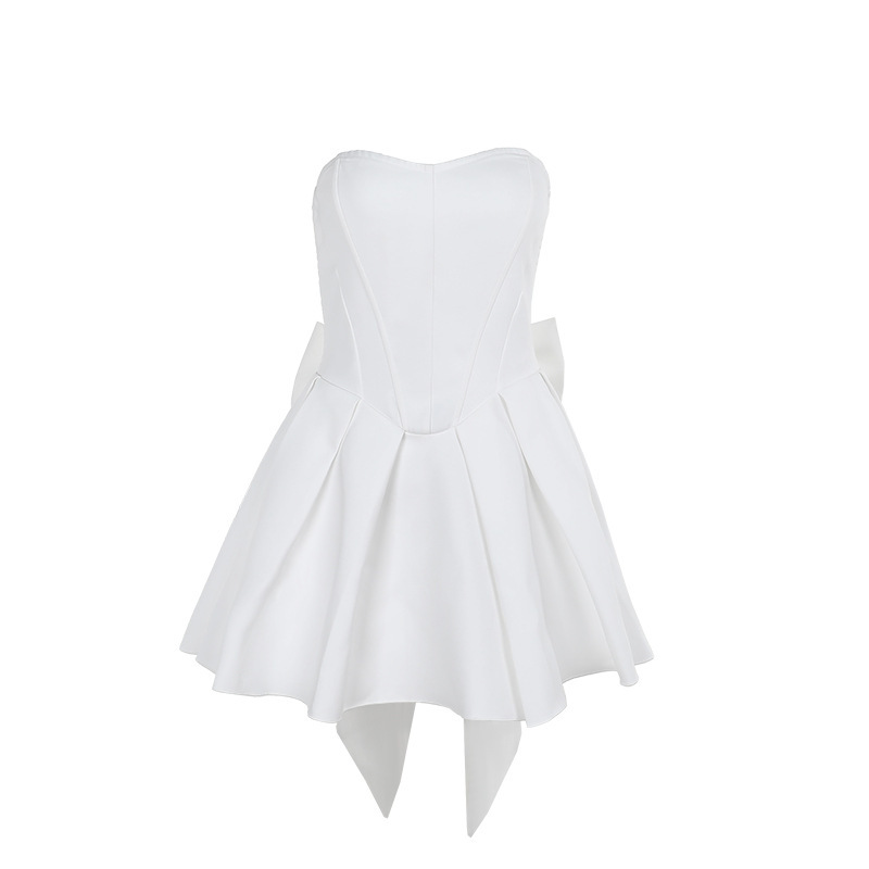 Polyester Sleeveless Tie Collarless Dress