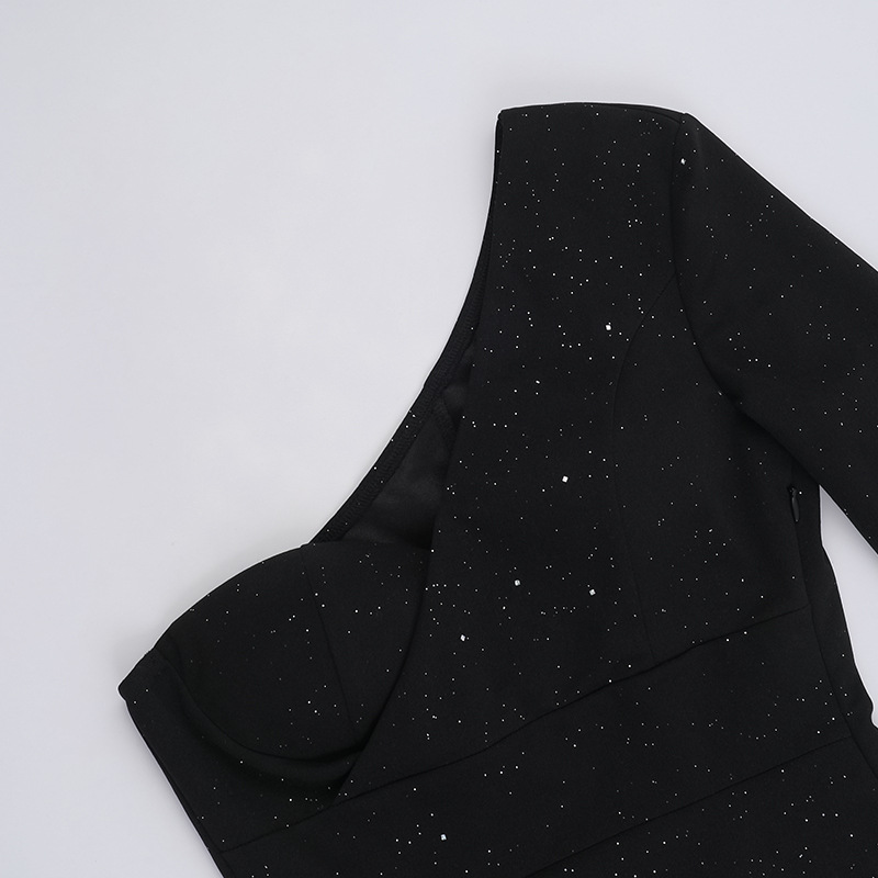 Asymmetric V-Neck Full Sleeve Pleat Detail Fitted Dress