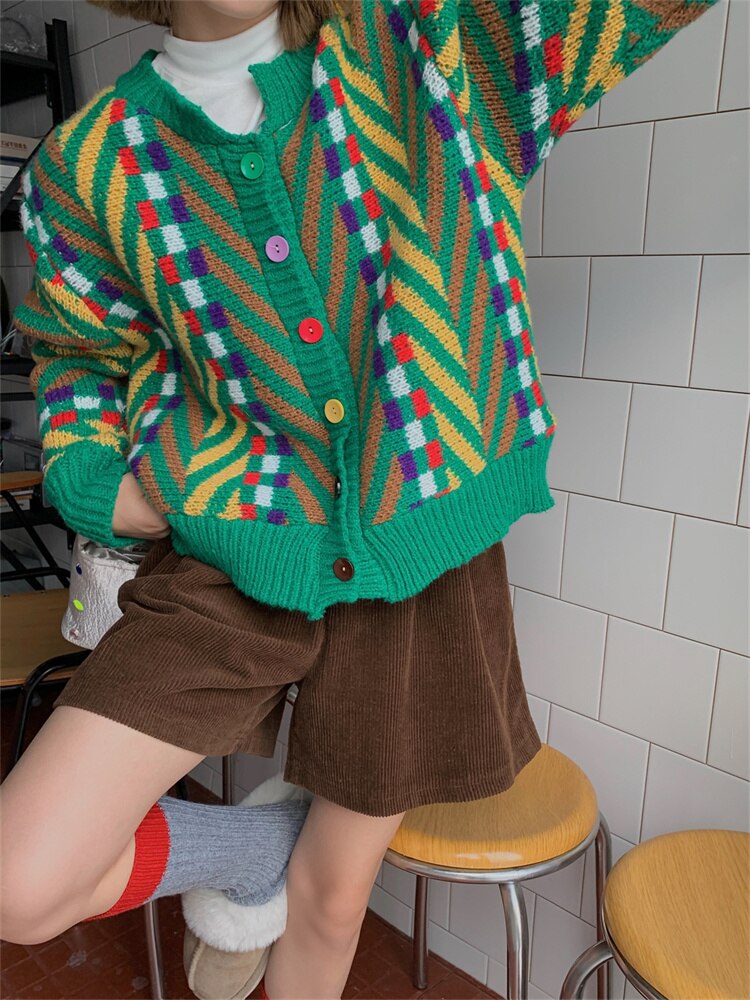 Slouchy Sage Stripe Mesh Cardigan
