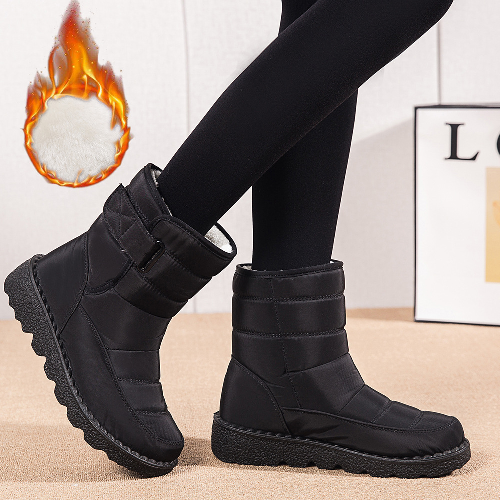 Winter New Snow Boots Women's High Top Waterproof Cotton Shoes Casual Short Tube Plush Plus Large Cotton Boots 43 Amazon