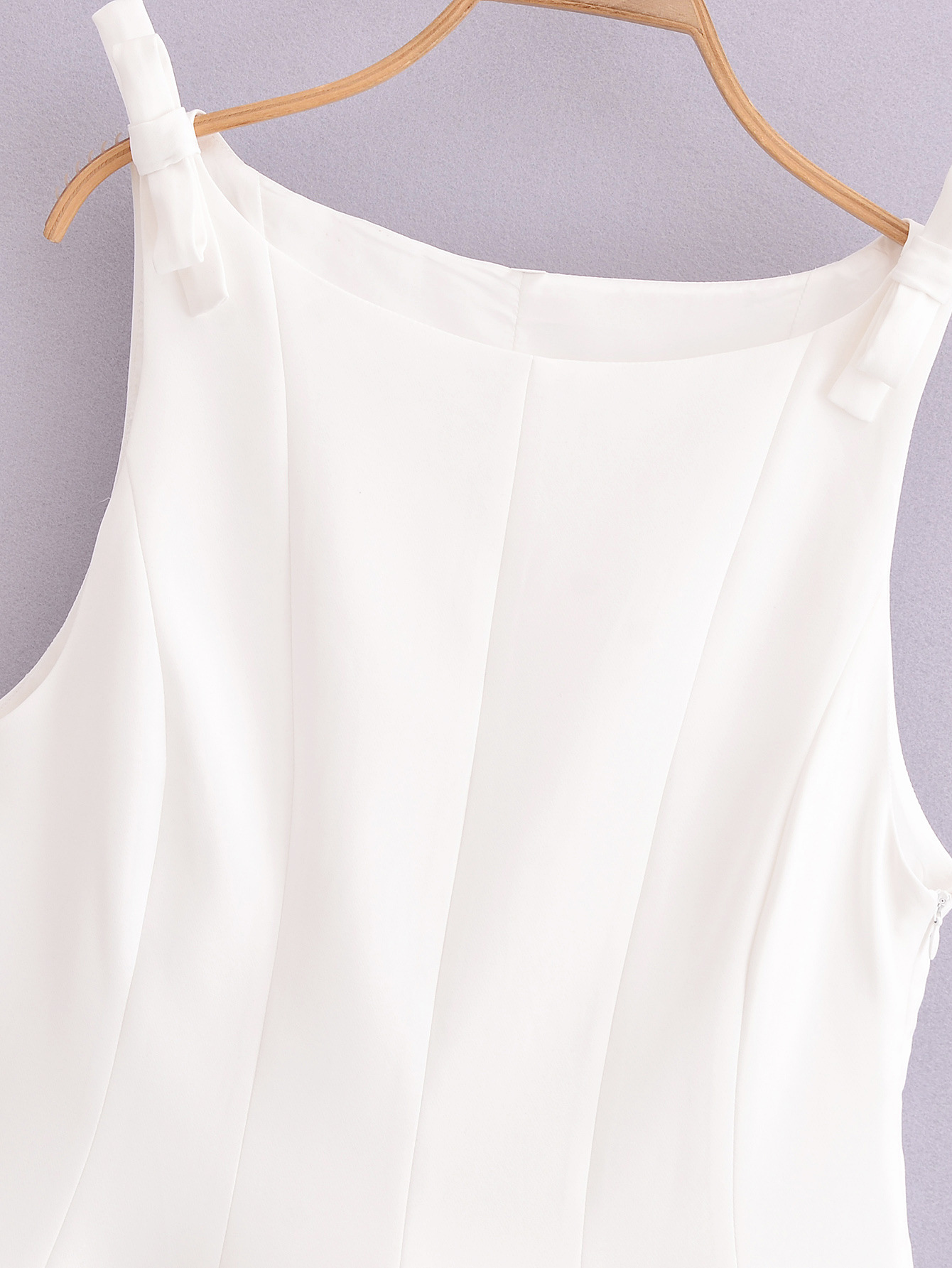 Sleeveless Solid Contemporary Flared Hem Tie Top