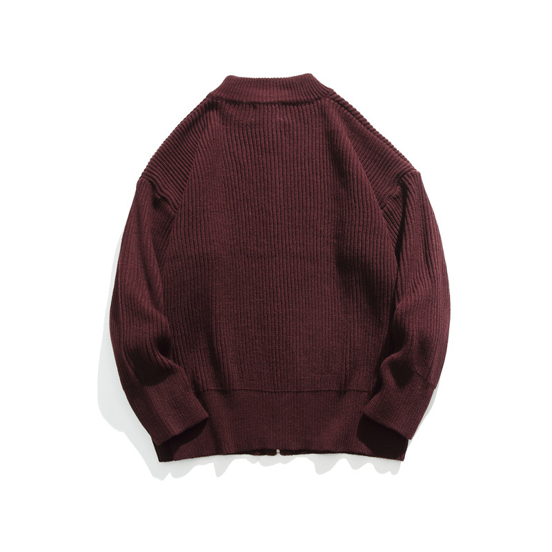 Japanese Workwear Plain Zip Front Cardigan