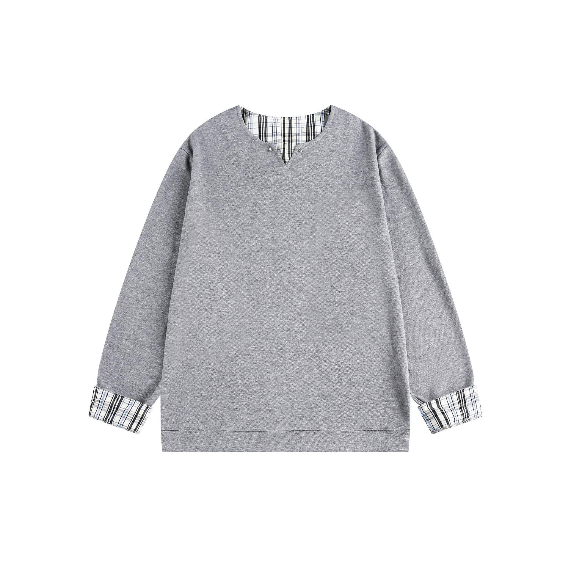 Plaid Mock Layered Hoodie