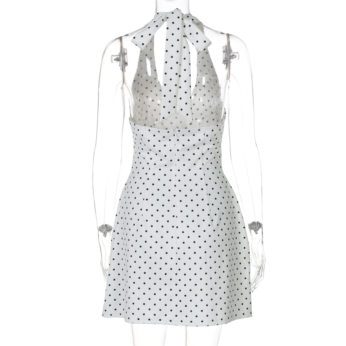 Ladies Chic Plunge Cross Back Patterned Dress