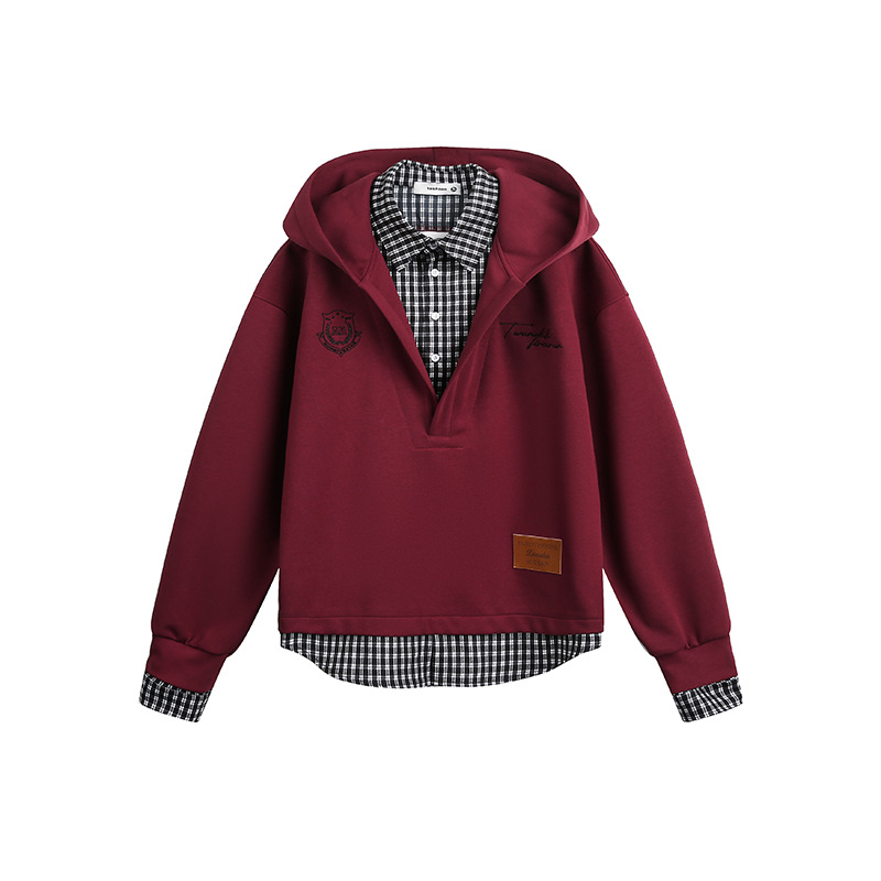 American Trend Cotton Layered Hood Sweatshirt