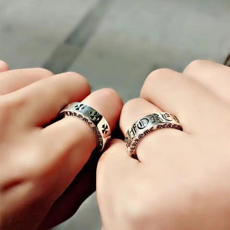 Cross men's and women's white copper ring jewelry