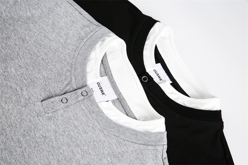 Layered Button Placket Cotton Blend Shirt