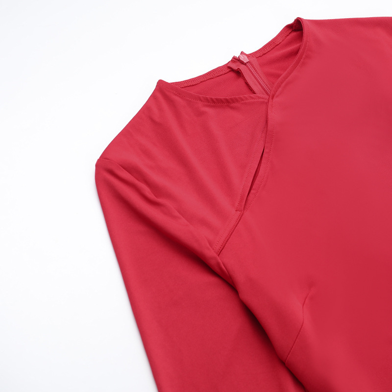 Round Neck Full Sleeve Polyester Cutout Dress