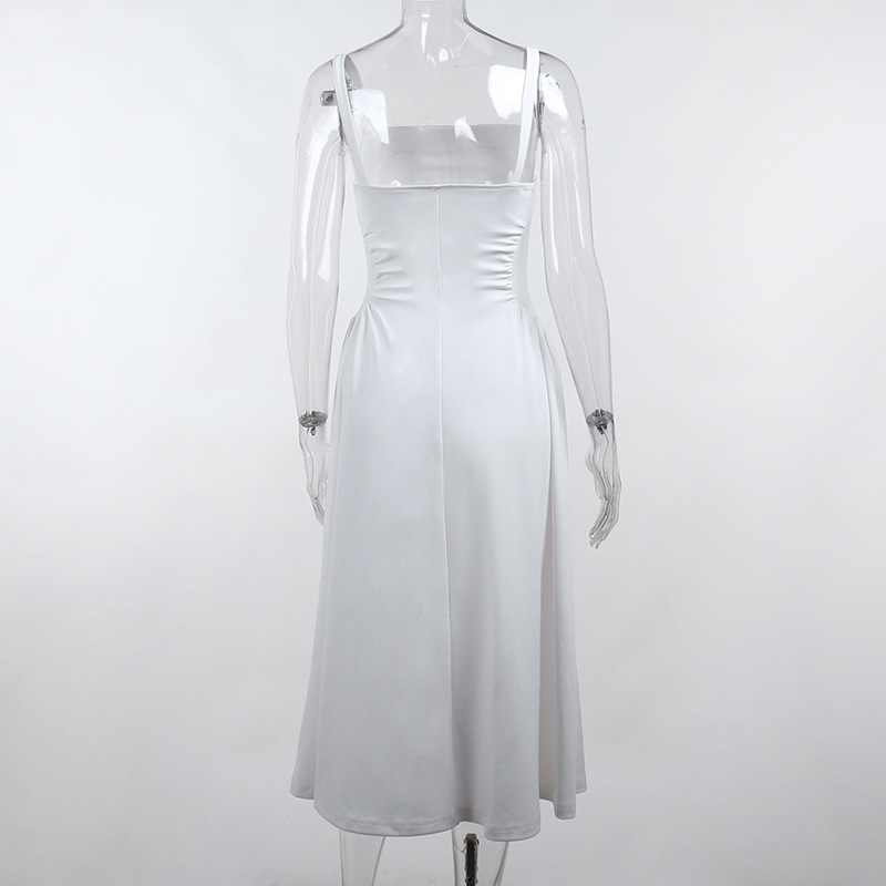 One-Shoulder Sleeveless Polyester Midi Dress