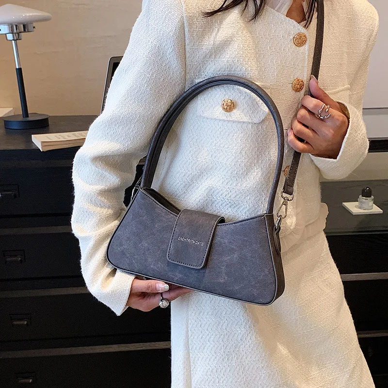 Small PU Leather Underarm Shoulder Bags for Women Designer Fashion Handbags Trend Ladies Solid Color Crossbody Bag