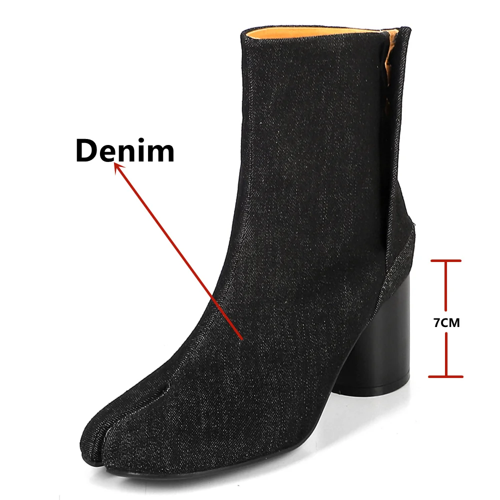 Classic Leather Pointed Toe Block Heel Boots