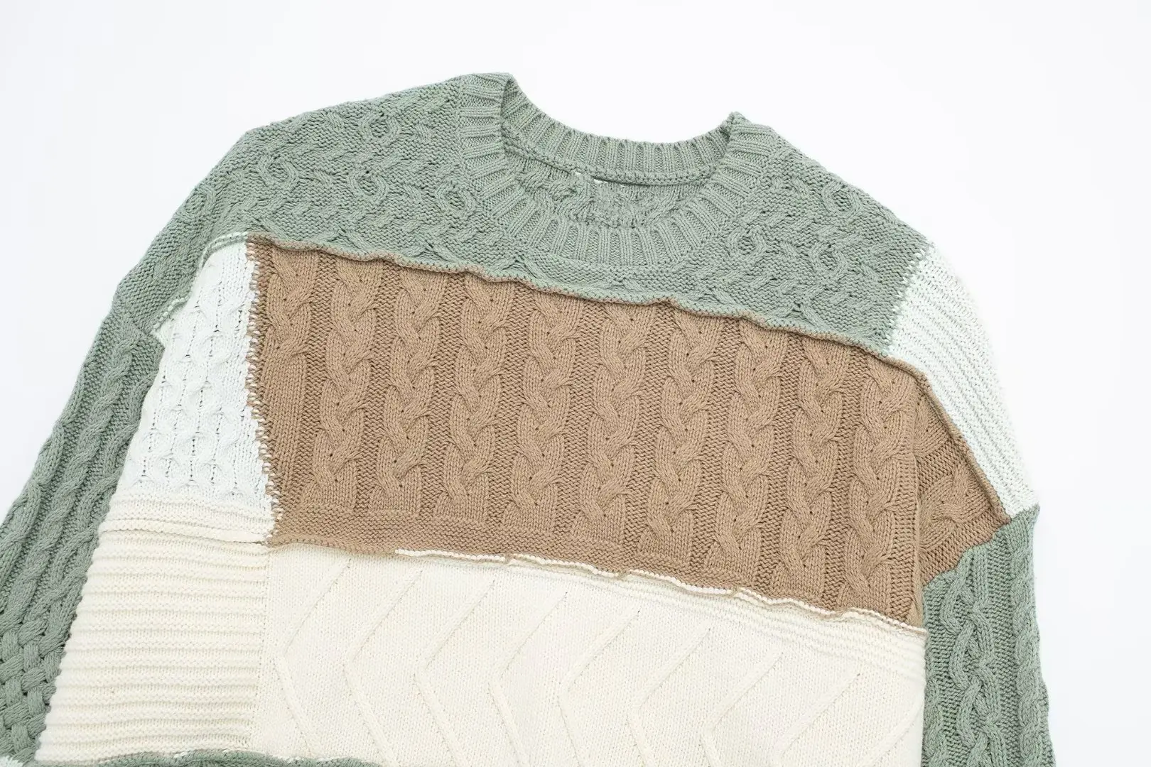 Ladies Relaxed Fit Dacron Contrast Panel Sweater