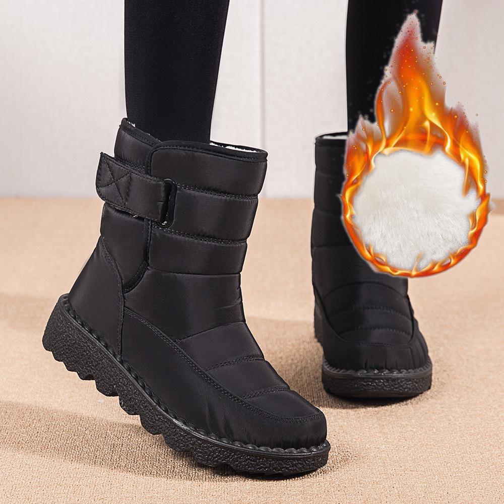 Winter New Snow Boots Women's High Top Waterproof Cotton Shoes Casual Short Tube Plush Plus Large Cotton Boots 43 Amazon