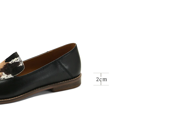 new Spring women pumps natural leather 22-24.5cm horsehair+cowhide mixed color loafers Leopard pattern women shoes