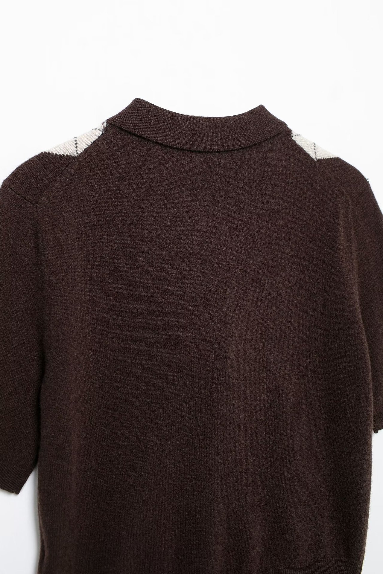 Lozenge Elbow-Length Button Placket Pullover