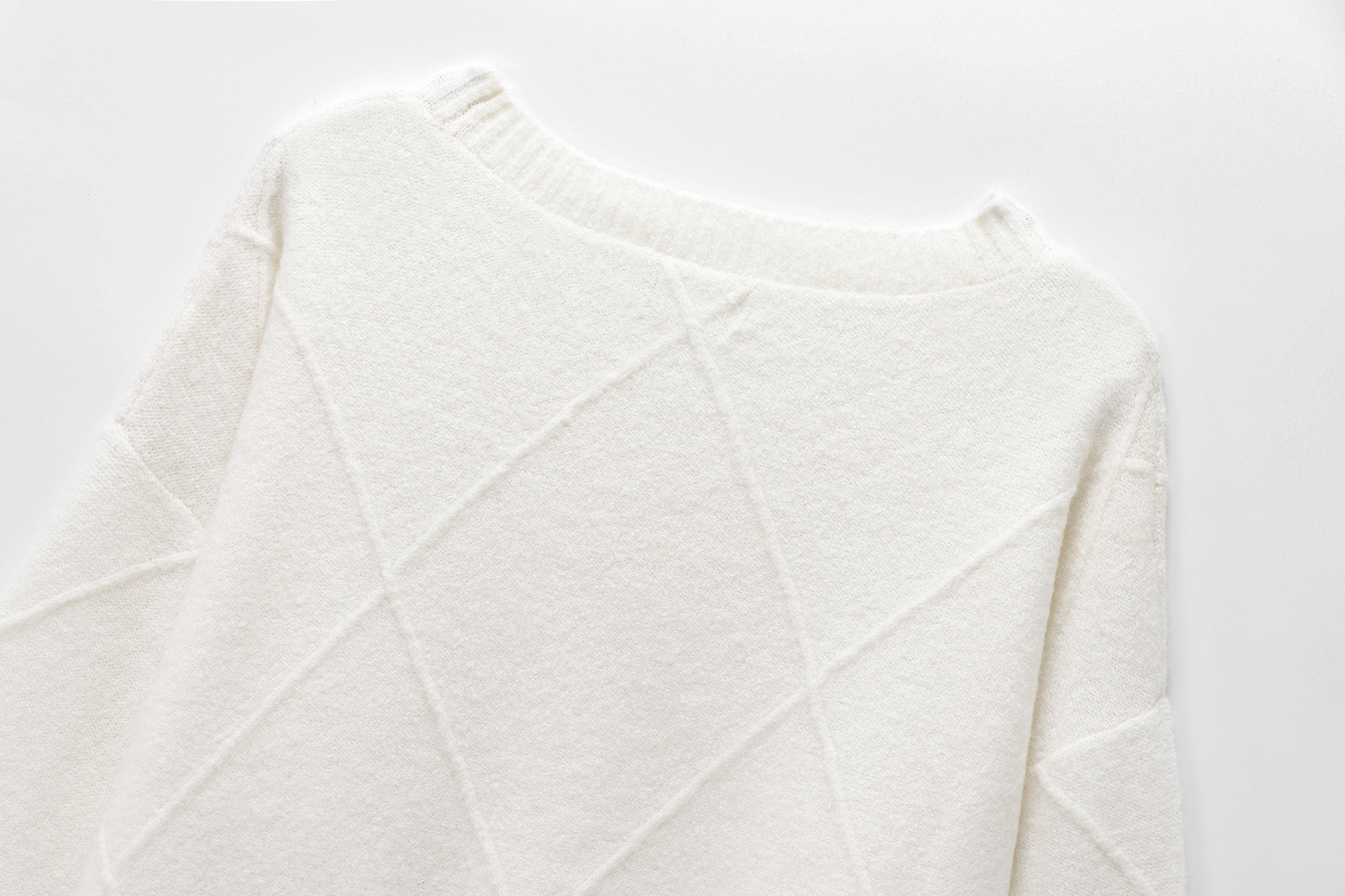 Ladies Solid Crew Ribbon Accent Sweater