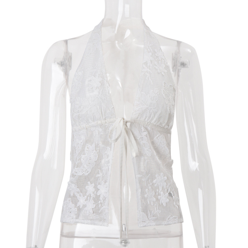 Bohemian Vacation Lace Tie-Neck Strapless Camisole
