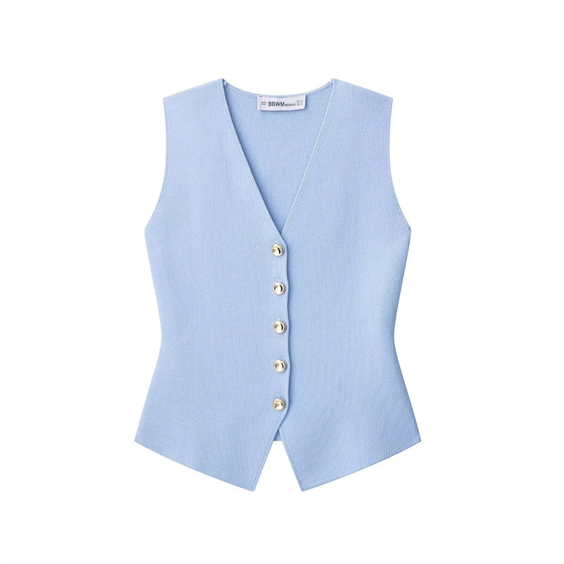 Ladies Button Front V-Cut Vest