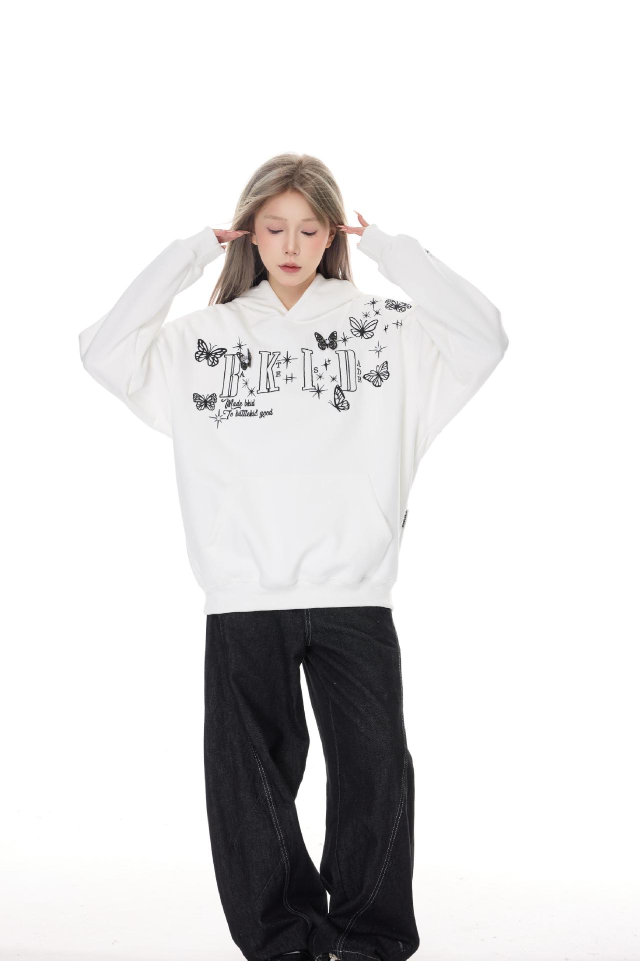 Cotton Swallowtail Embellished Hoodie