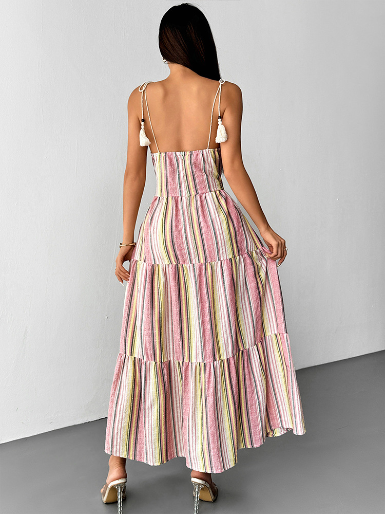 Bandeau Colorblock A-Line Maxi Dress