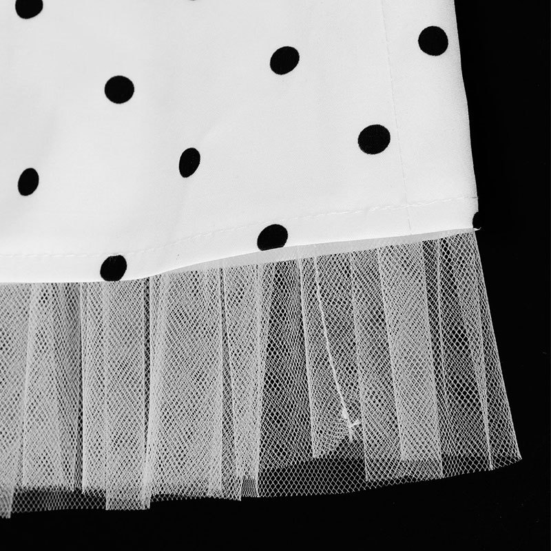 Polyester Sleeveless Spotted Midi Fitted Ball Dress